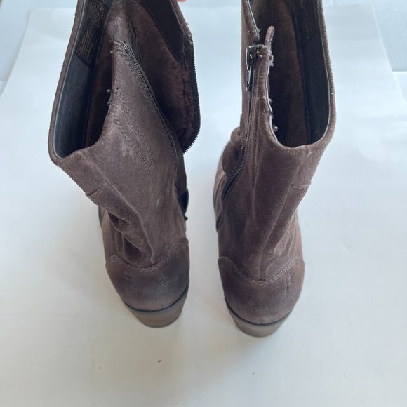 Josef Seibel Brown‎ Suede Side Zipped Riding Boots Womens Size 36 US Sz 6 Heeled - Picture 6 of 8